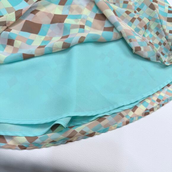 Y2K Express Asymmetric Skirt Size Small Light Turquoise Geometric Fairy Whimsy - Picture 4 of 6